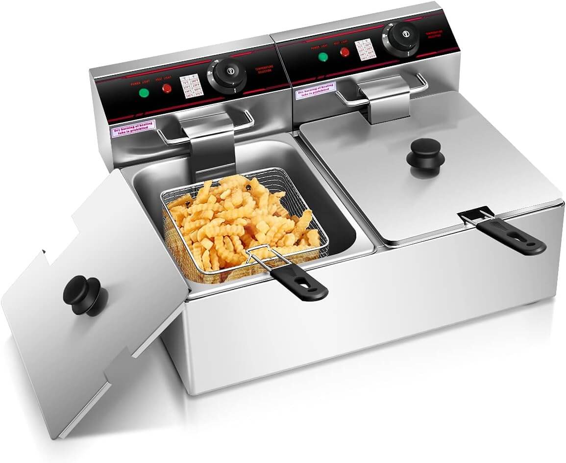 Giantex 3400W Commercial Deep Fryer Dual Tank