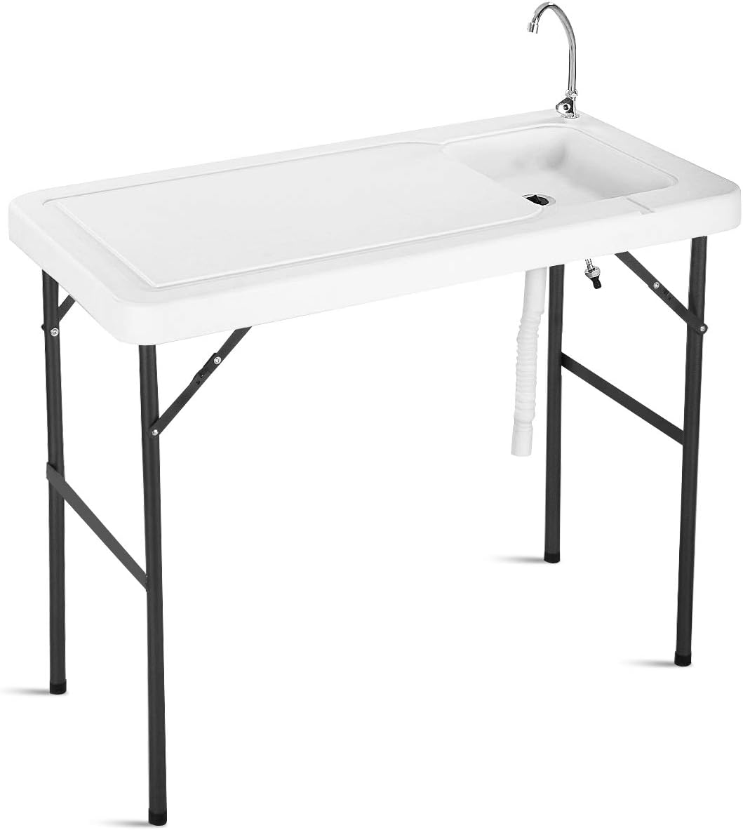 Goplus Portable Folding Table With Sink Faucet