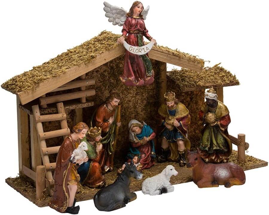 Top 5 Best Nativity Sets Kurt Adler 12 Piece Wooden Stable Nativity Set