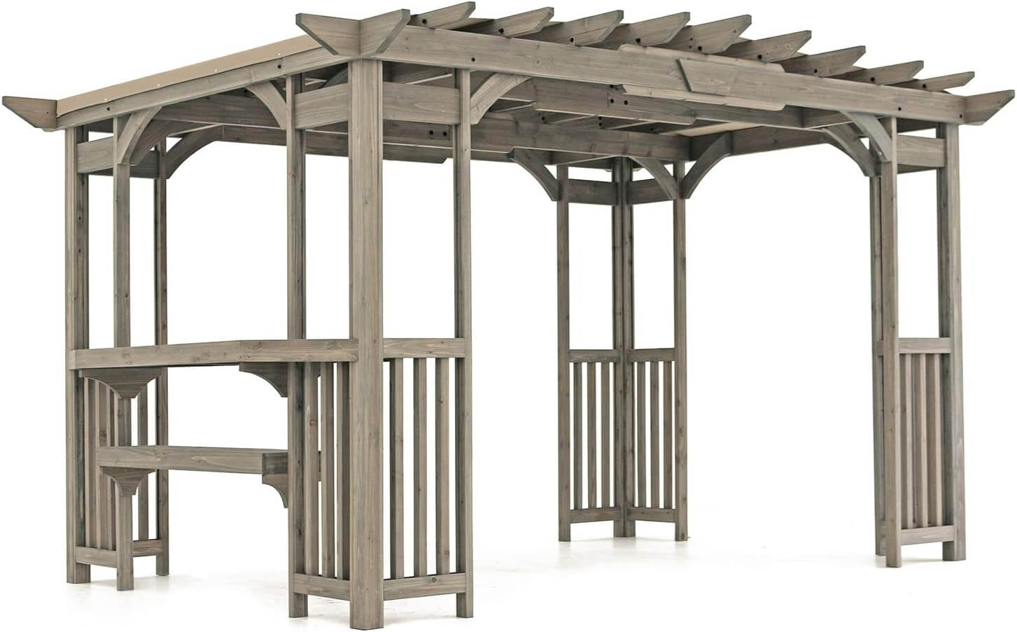 MM Cedar Pergola with Bar Counter and Sunshade