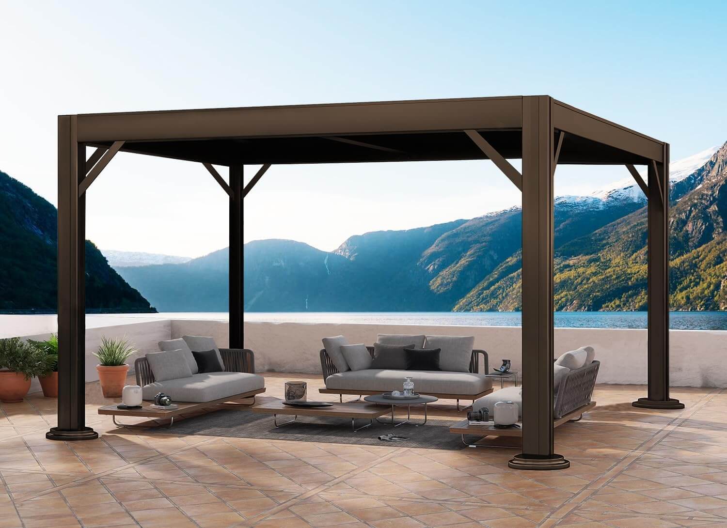 Outdoor Patio Shelter Steel Pergola