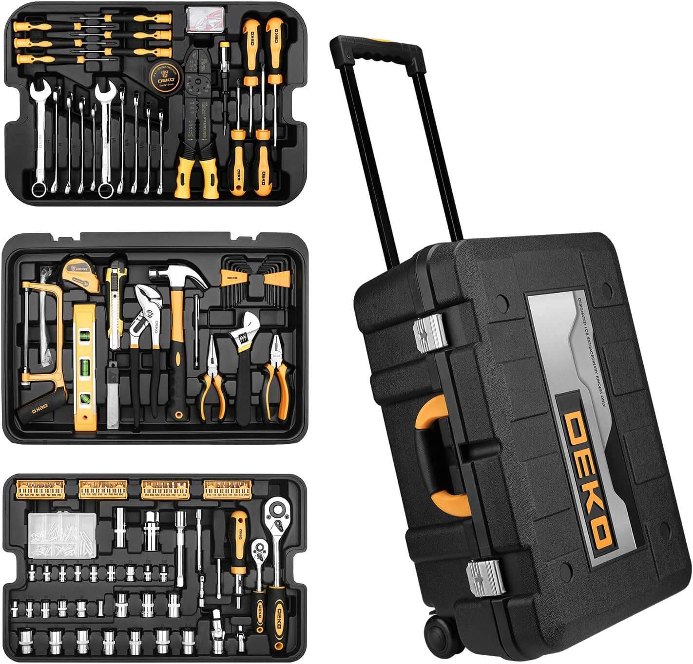 Top 5 Best Women's Tool Set DEKOPRO 258 Piece Tool Kit with Rolling Tool