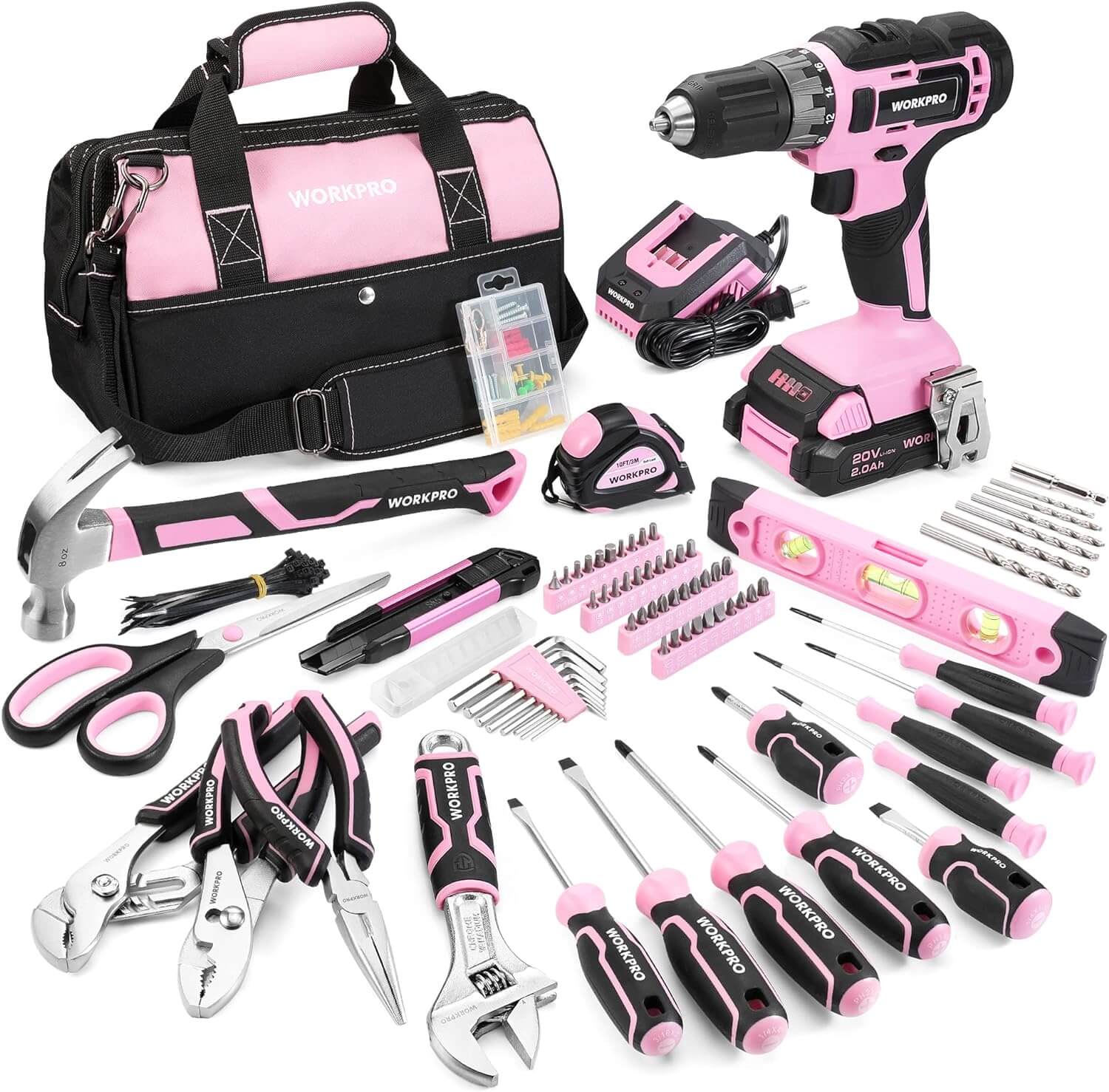 Top 5 Best Women's Tool Set WORKPRO Pink Household Tool Kit with Drill