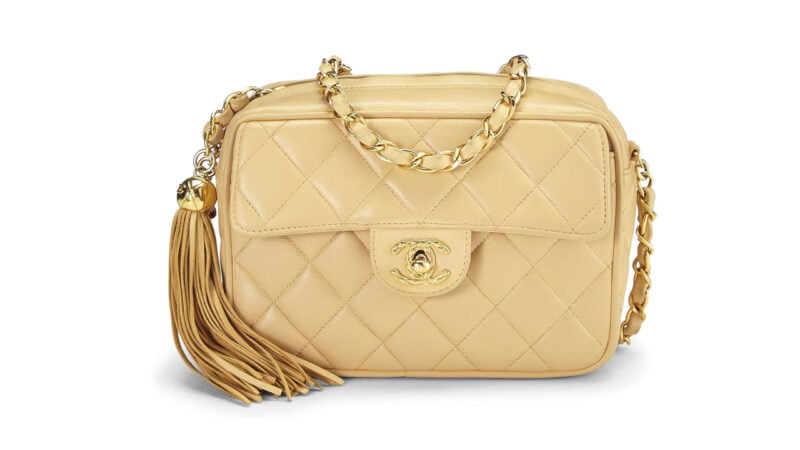 CHANEL Pre Loved Beige Lambskin Pocket Camera Bag