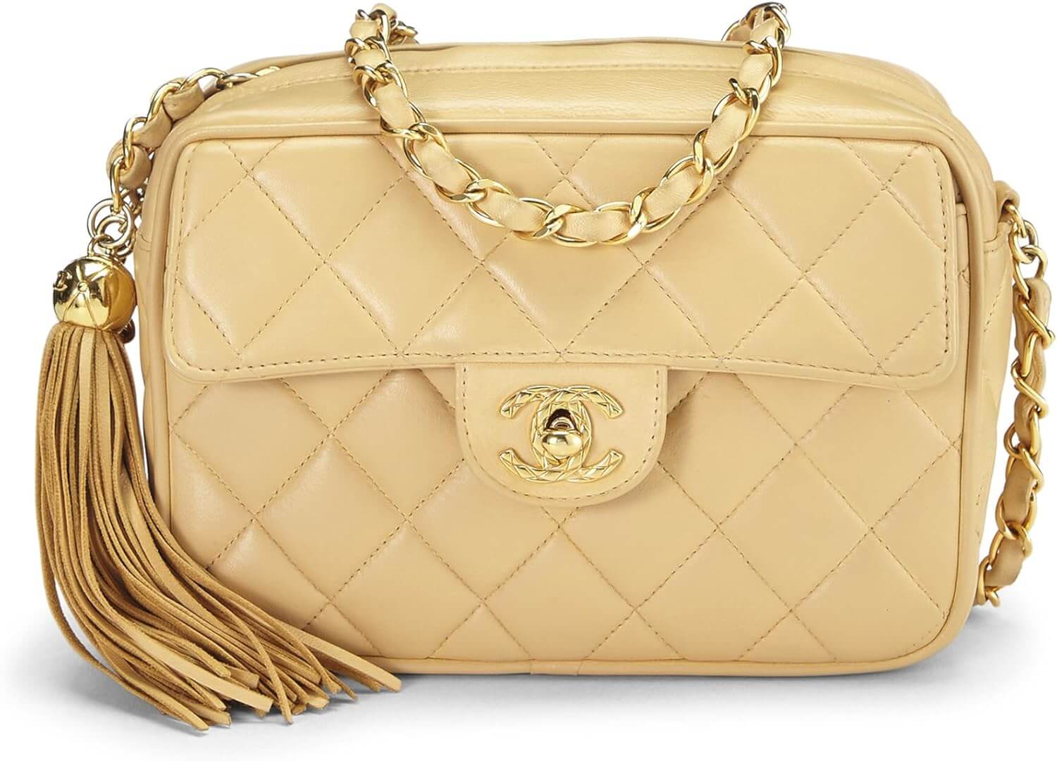 CHANEL Pre Loved Beige Lambskin Pocket Camera Bag