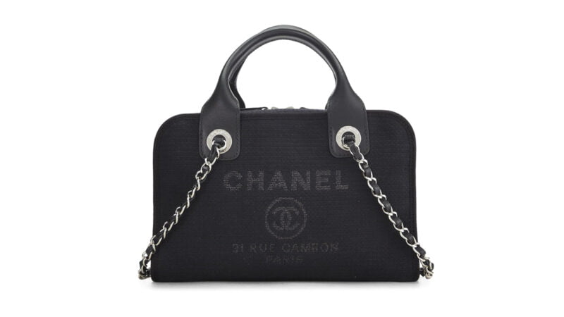 CHANEL Pre-Loved Black Canvas Deauville Bowler