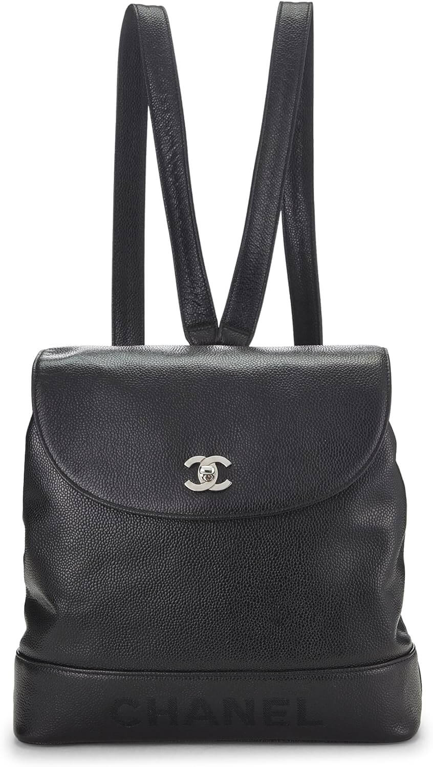 CHANEL Pre Loved Black Caviar CC Backpack