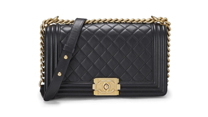 CHANEL Pre Loved Black Lambskin Boy Bag