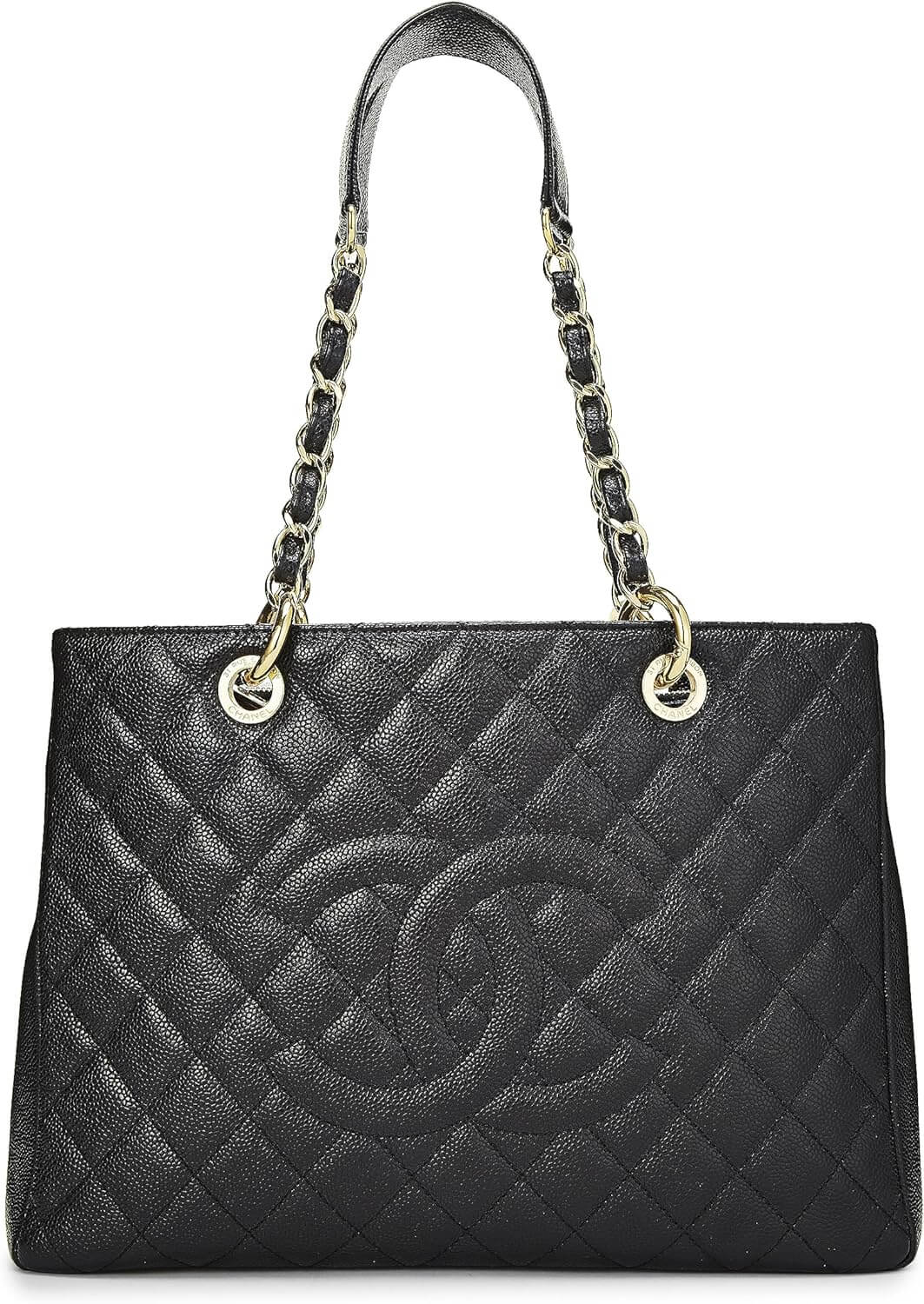 CHANEL Pre Loved Black Quilted Caviar Grand Shopping Tote