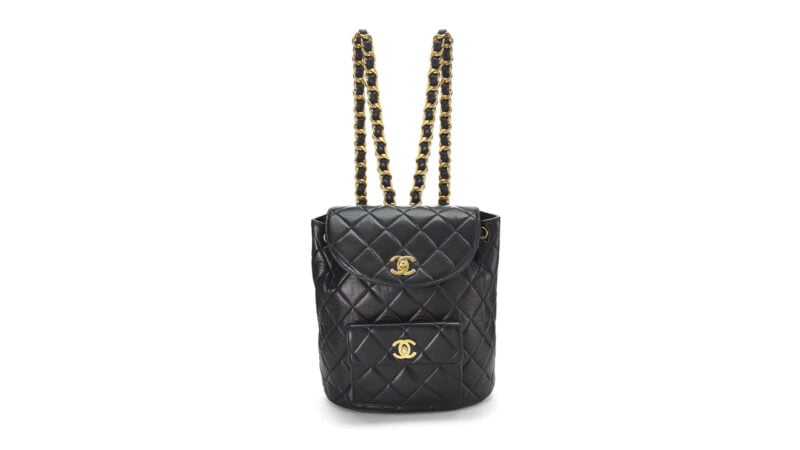 CHANEL Pre Loved Black Quilted Lambskin Classic Backpack