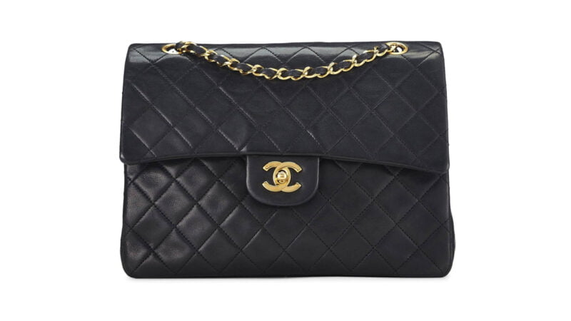 CHANEL Pre Loved Black Quilted Lambskin Classic Double Flap Tall