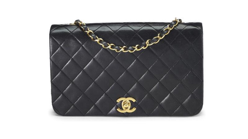 CHANEL Pre-Loved Black Quilted Lambskin Full Flap Small