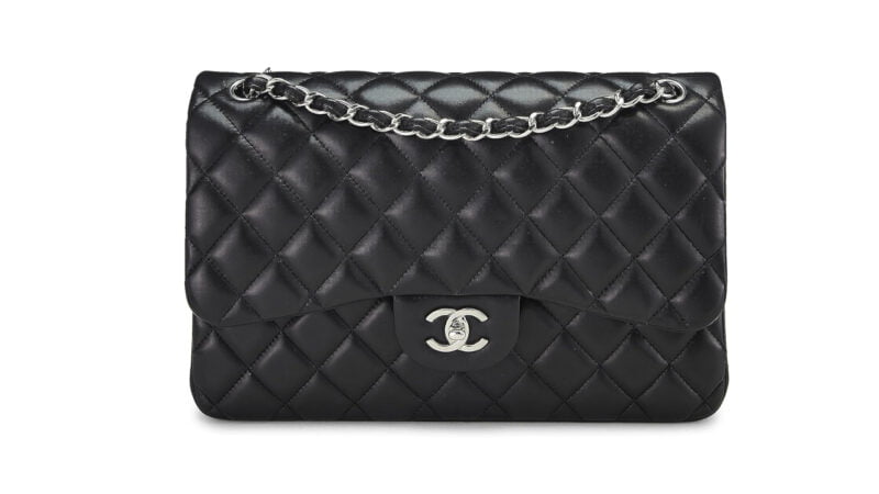 CHANEL Pre-Loved Black Quilted Lambskin New Classic Double Flap Jumbo
