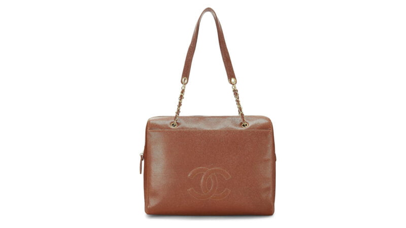 CHANEL Pre-Loved Brown Caviar Zip Tote