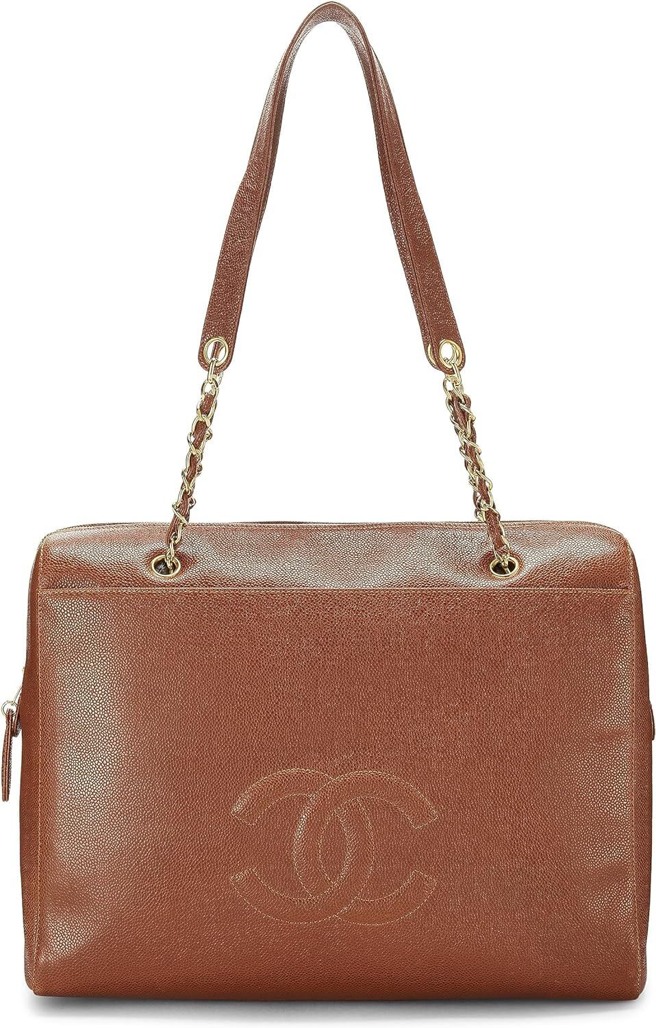 CHANEL Pre Loved Brown Caviar Zip Tote