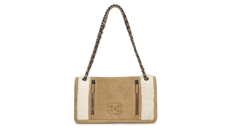 CHANEL Pre-Loved Brown Suede & Shearling Full Flap Bag