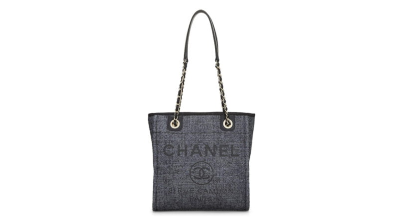 CHANEL Pre-Loved Grey Raffia Deauville Tote