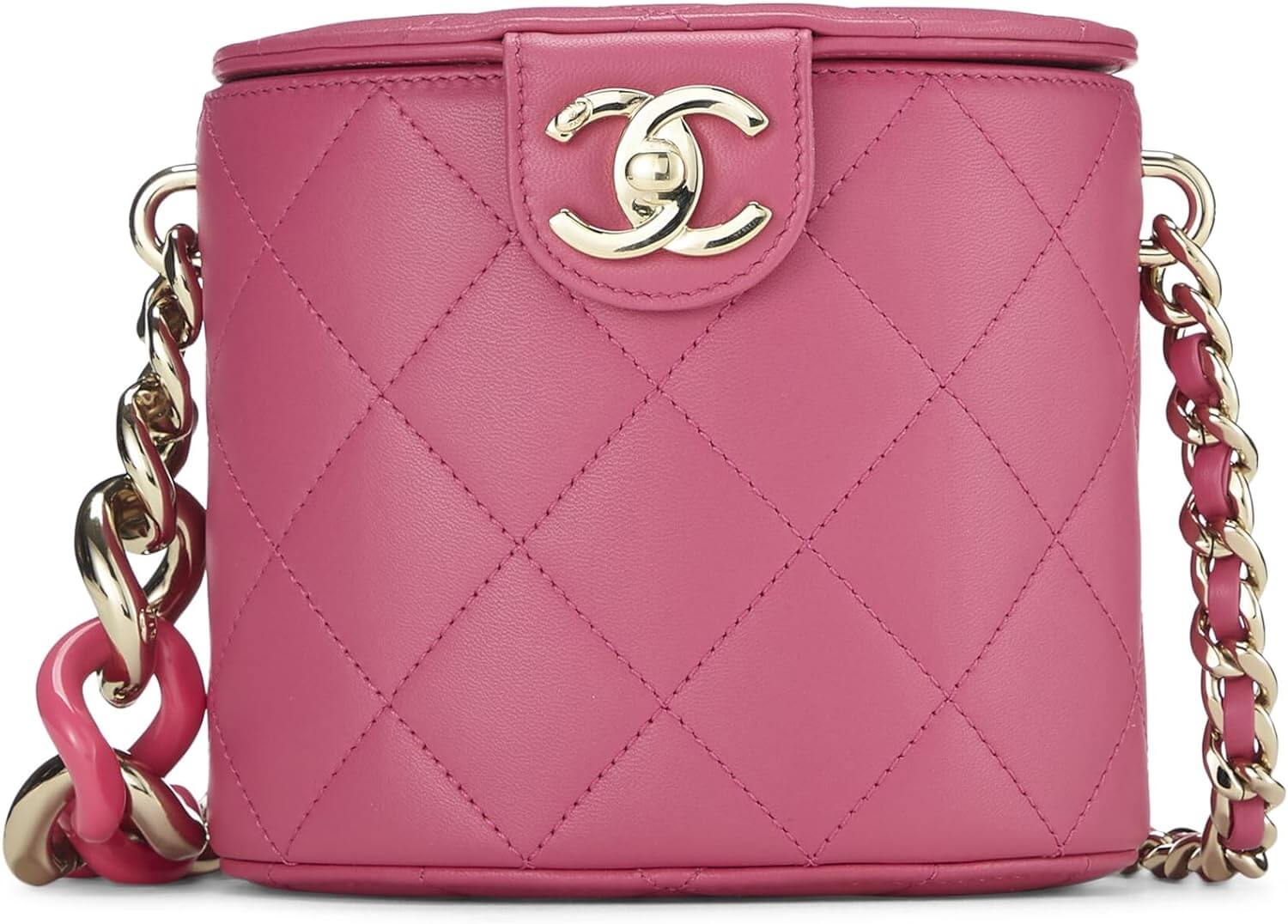 CHANEL Pre Loved Pink Lambskin CC Elegant Chain Vanity Case