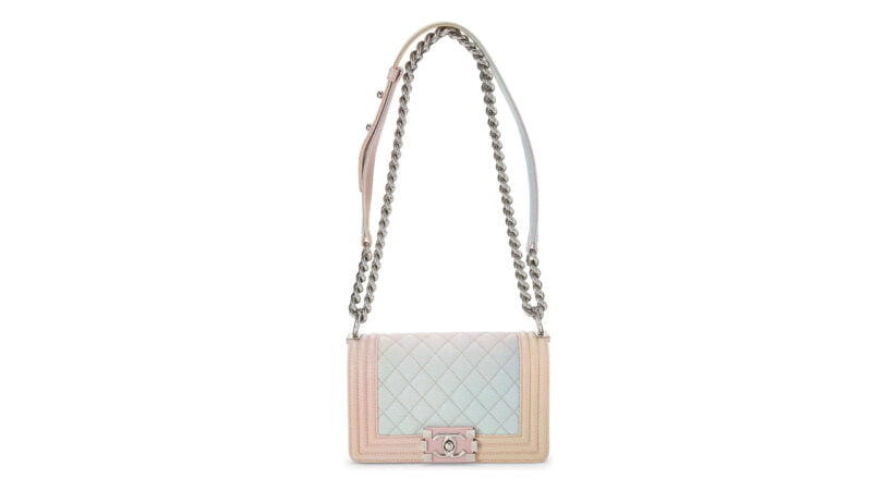 CHANEL Pre-Loved Rainbow Quilted Caviar Boy Bag Small