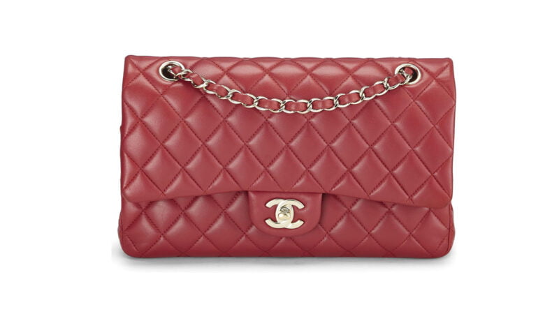 CHANEL Pre Loved Red Quilted Lambskin Classic Double Flap