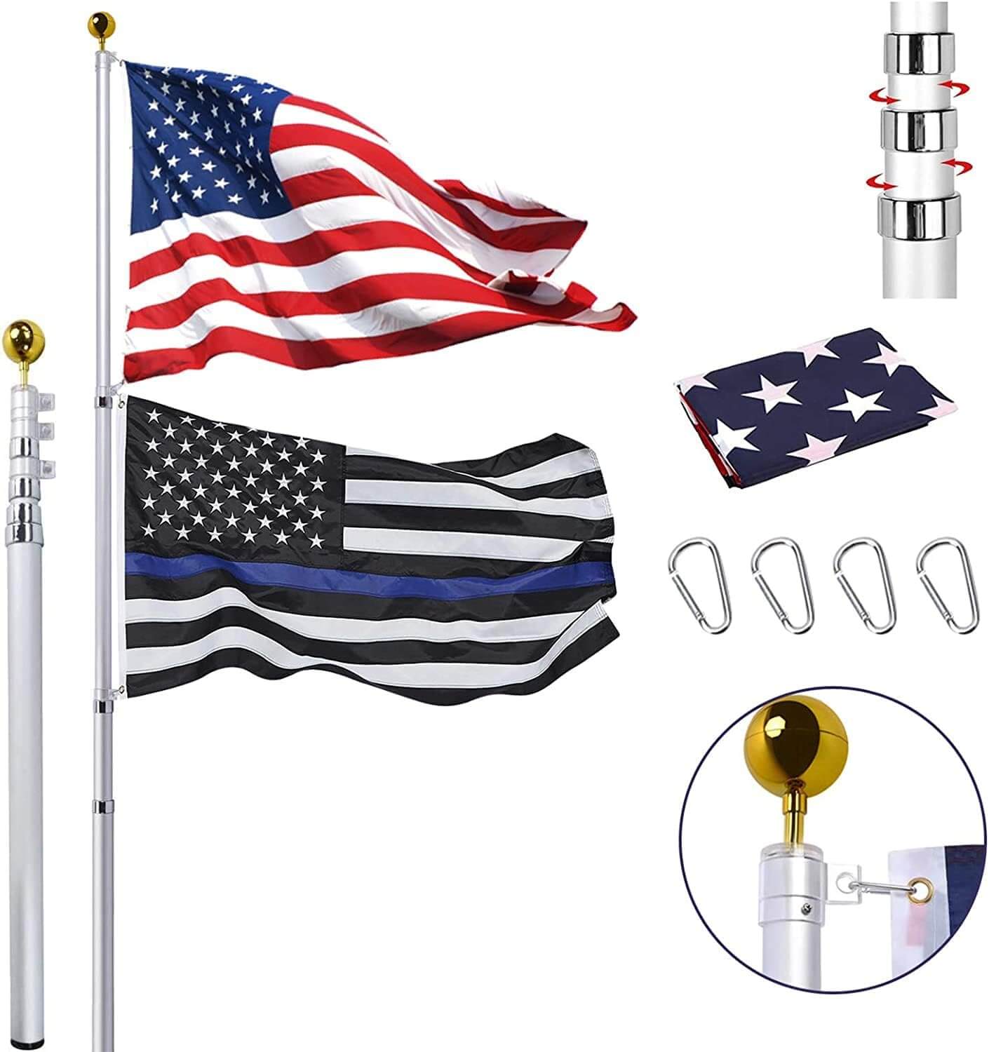 Panta 30FT Telescopic Flag Pole Kit