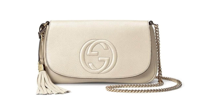 Gucci Soho Off White Leather Handbag Crossbody Clutch Ivory