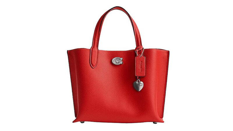 Coach Womens Polished Pebble Leather Willow Tote 24 With Heart Charm