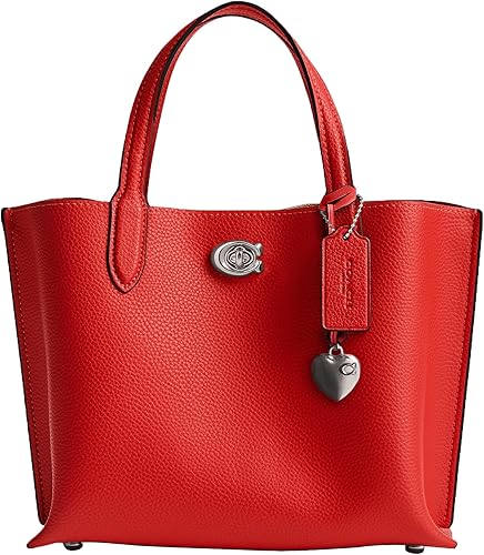 Coach Womens Polished Pebble Leather Willow Tote 24 With Heart Charm