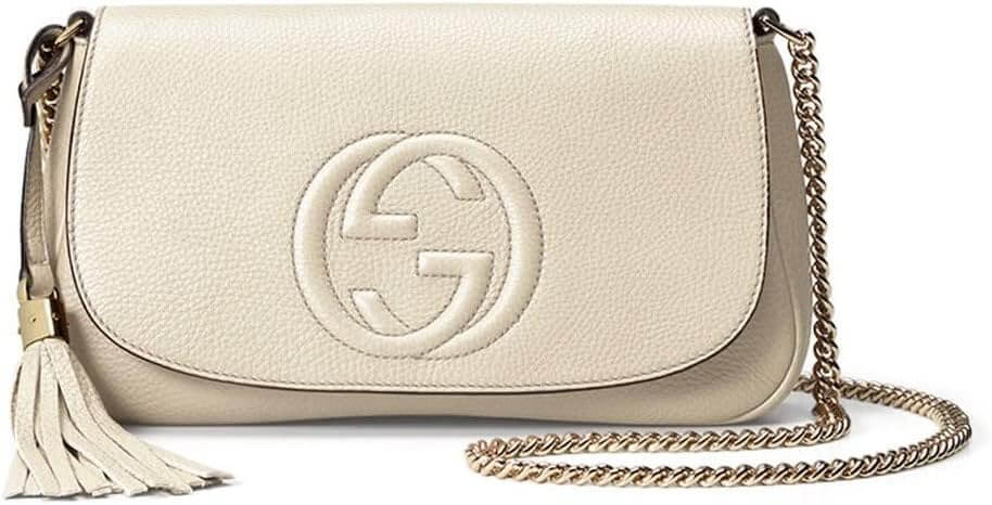 Gucci Soho Off White Leather Handbag Crossbody Clutch Ivory