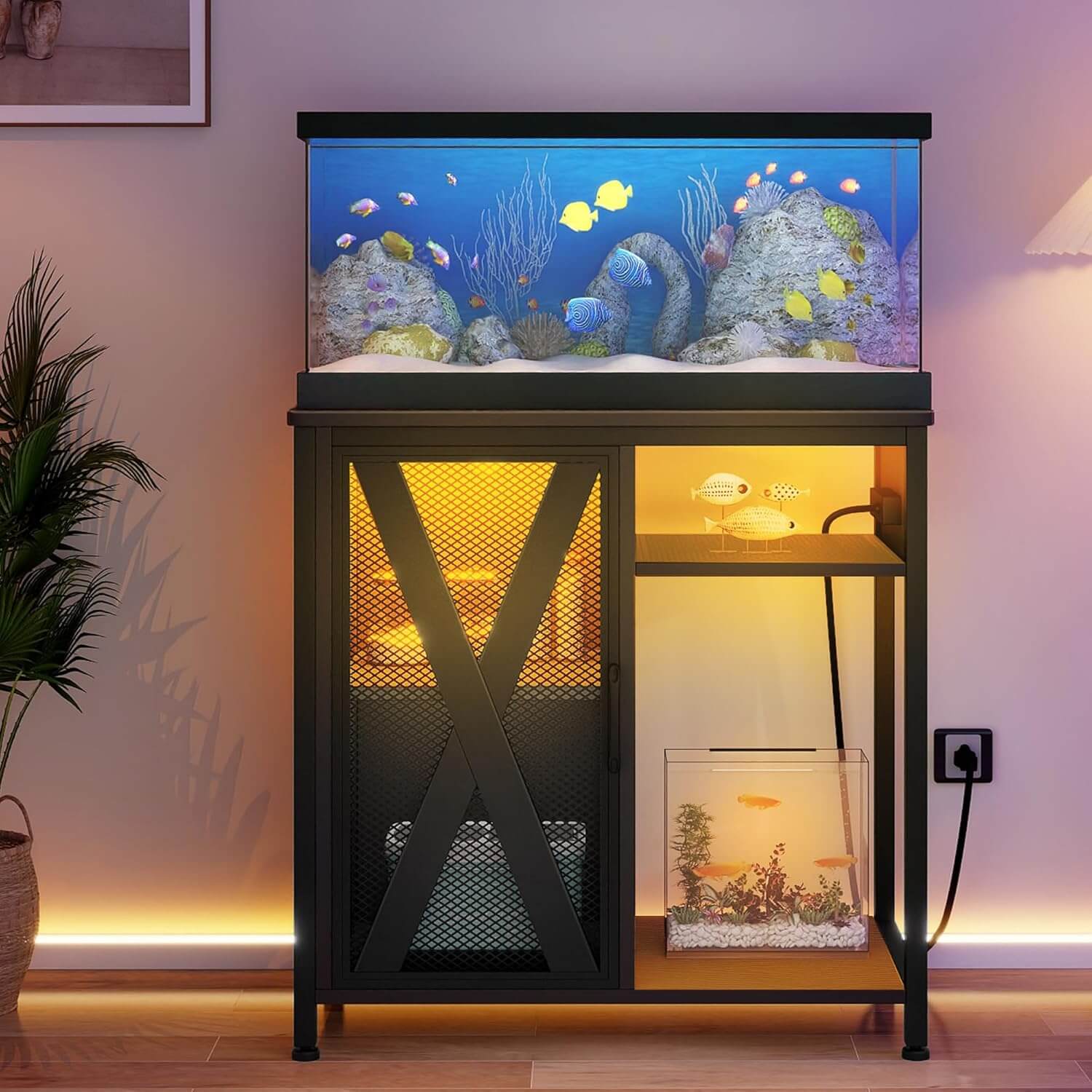 DWVO 20-29 Gallon Aquarium Stand with Power Outlets & LED Light Review DWVO 20 29 Gallon Aquarium Stand with Power Outlets LED Light