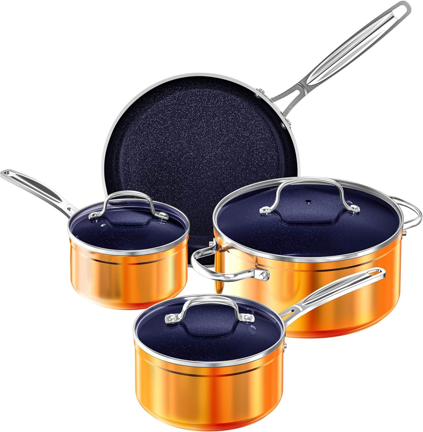 Nuwave 7pc Cookware Set Healthy Duralon Blue Ceramic Nonstick