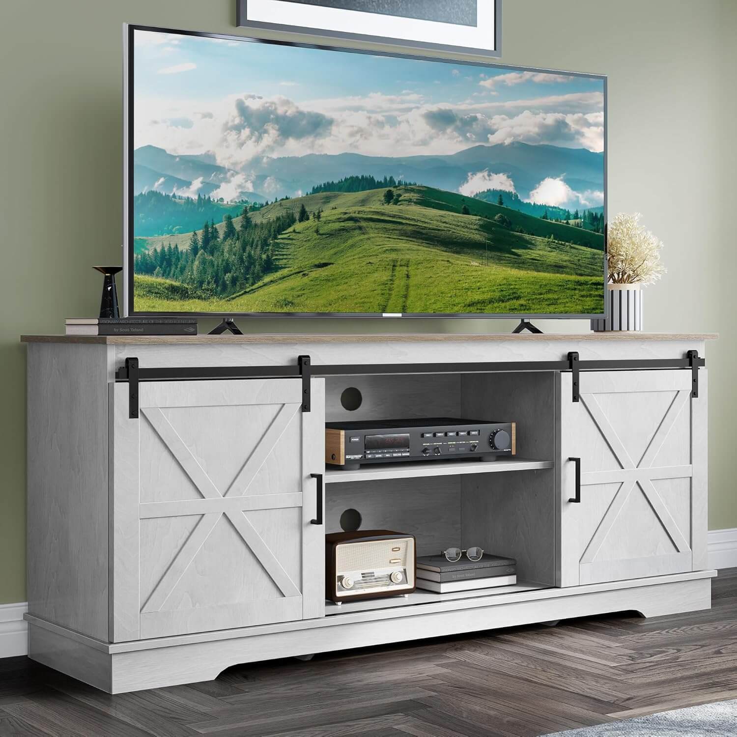YITAHOME Farmhouse TV Stand for TVs up to 65 Inch Review YITAHOME Farmhouse TV Stand for TVs up to 65 Inch