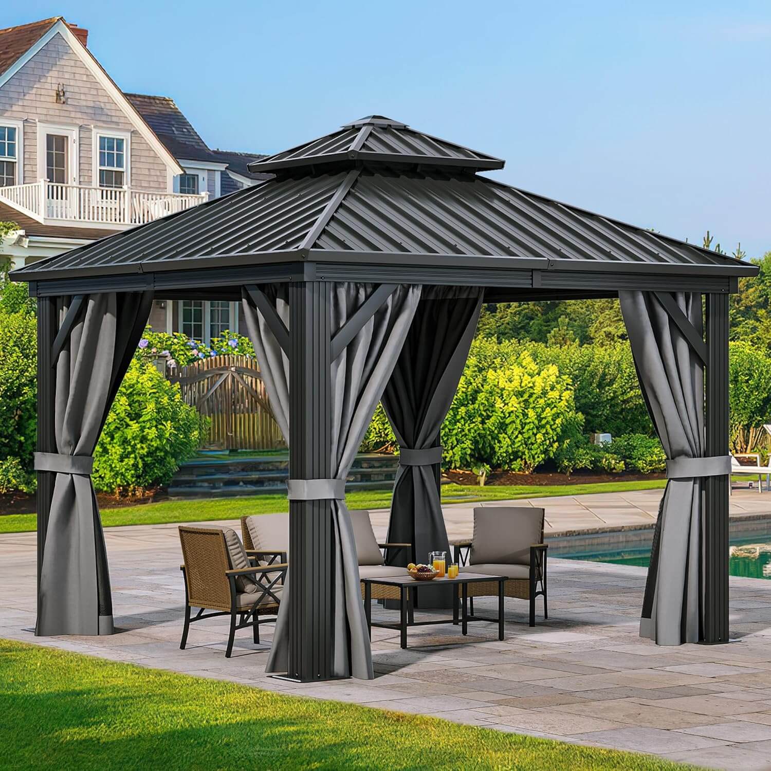 Yitahome Hardtop Gazebo with Nettings and Curtains Review Yitahome Hardtop Gazebo with Nettings and Curtains