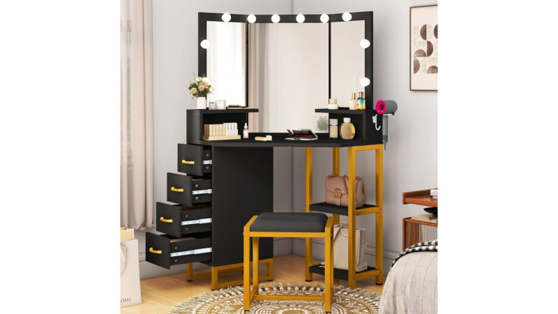 YITAHOME Vanity Desk with Lighted Mirror