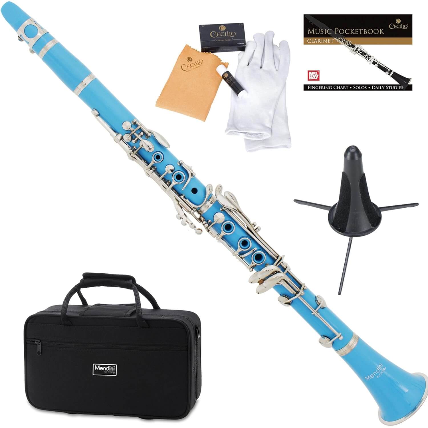 Top 5 Best Budget Student Clarinet Mendini MCT SBSDPB Sky Blue ABS B Flat Clarinet