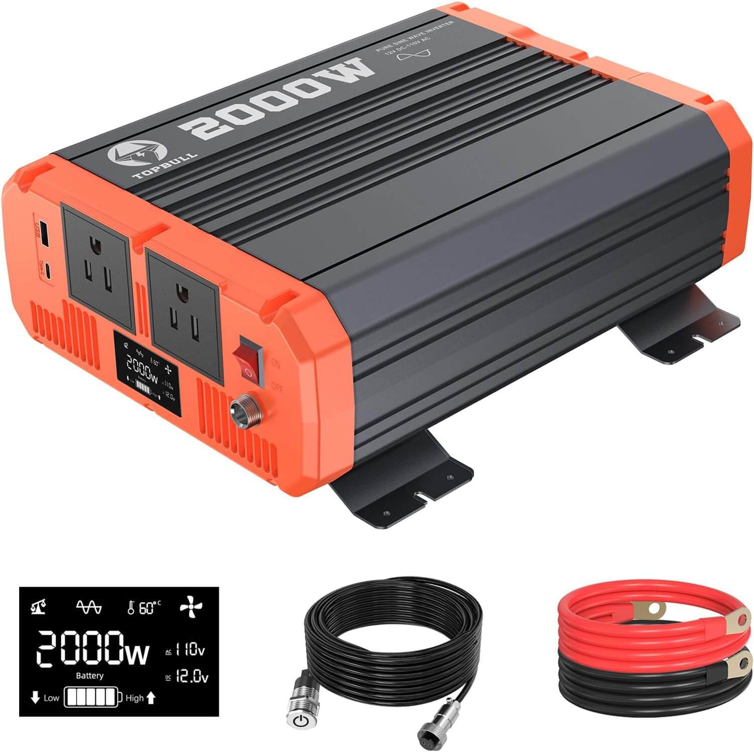 Top 5 Best 2000 Watt Pure Sine Wave Inverter TOPBULL 2000 Watt Pure Sine Wave Power Inverter