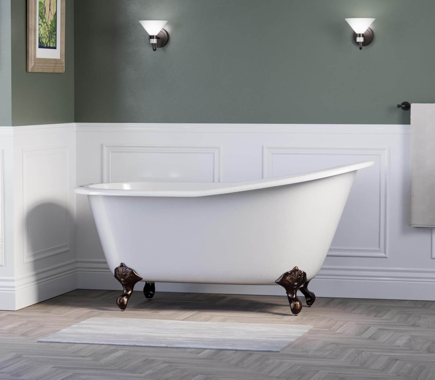 61″ Cast Iron Slipper Clawfoot Freestanding Tub