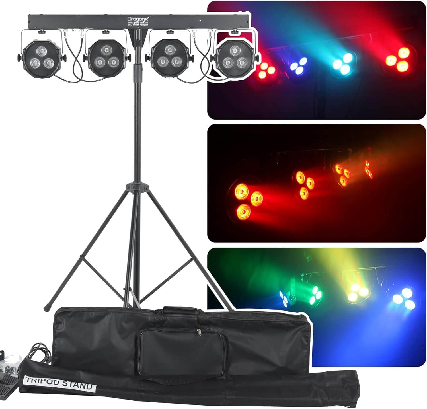 DragonX 4 Bar LED mobile DJ Stage Lighting Package