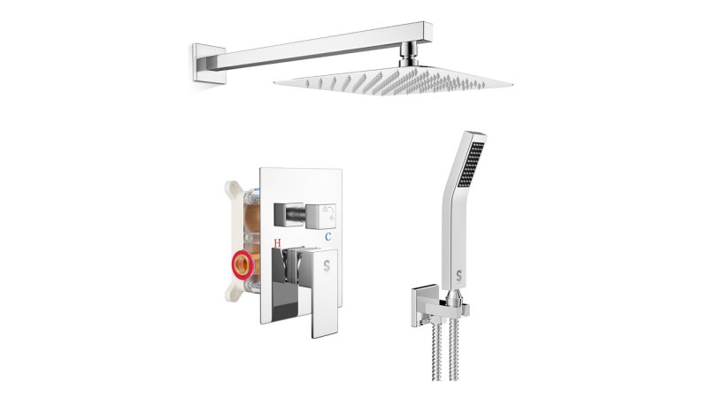 SR SUN RISE SRSH-F5043 Luxury Wall-Mounted Rain Shower System