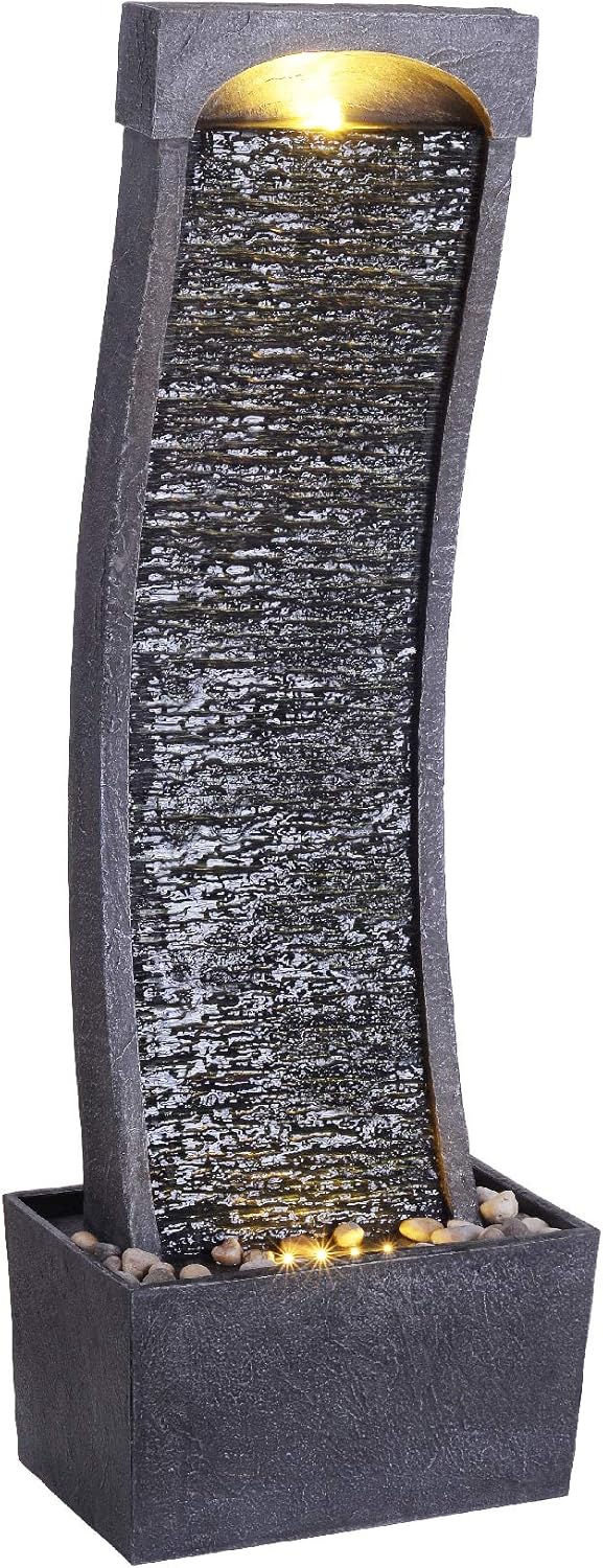 Teamson Home 38.58 in Modern Curved Faux Slate Waterfall