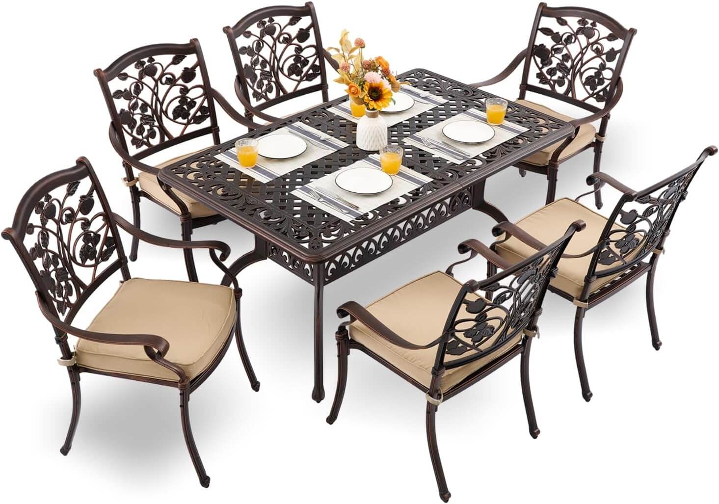 Top 5 Best Cast Aluminum Patio Furniture Attliahome 7 Piece Cast Aluminum Outdoor Dining Set