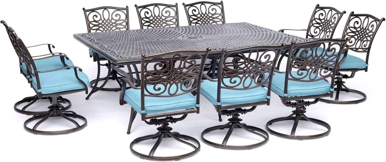 Top 5 Best Cast Aluminum Patio Furniture Hanover Traditions 11 Piece Modern Outdoor Dining Set