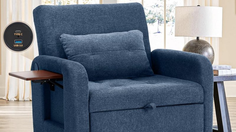 COLAMY Convertible Sleeper Chair Fabric Futon Sofa Bed, Single Sleeper Sofa