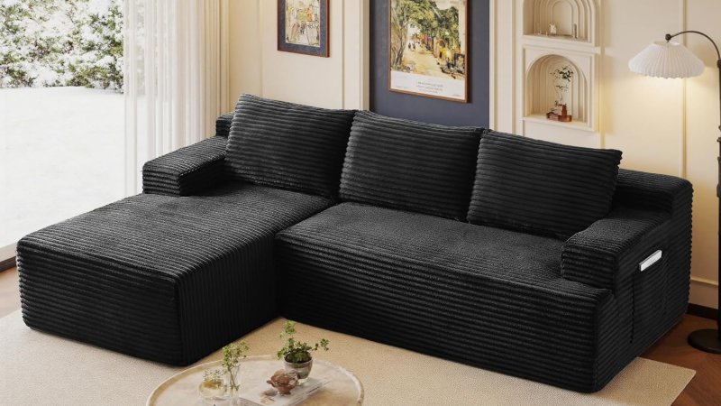 Chorlenimi 96 inch Sectional Couches Cloud Couch Sofa with L-Shape Upholstered Boneless Couchs