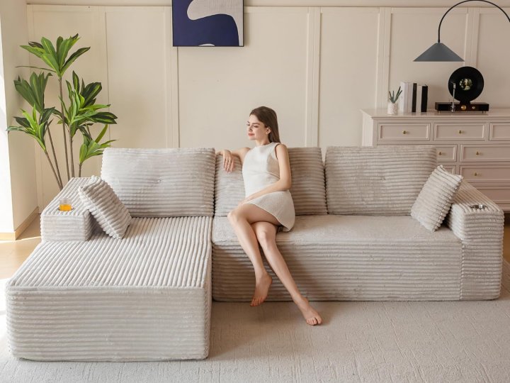 MAXYOYO 104 inch Modular Sectional Couch with L-Shape Chaise