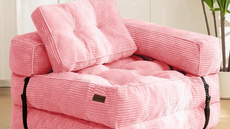 MAXYOYO Folding Sofa Bed L Shaped Convertible Sofa Bed with Armrest