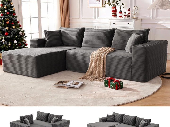 Mangodan 110 inch Cloud Sectional Couch Boneless Sofa