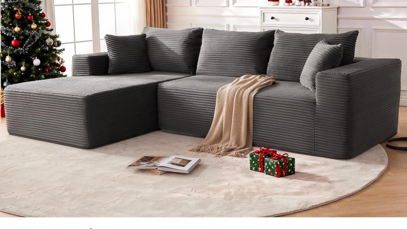 Mangodan 110 inch Cloud Sectional Couch Boneless Sofa