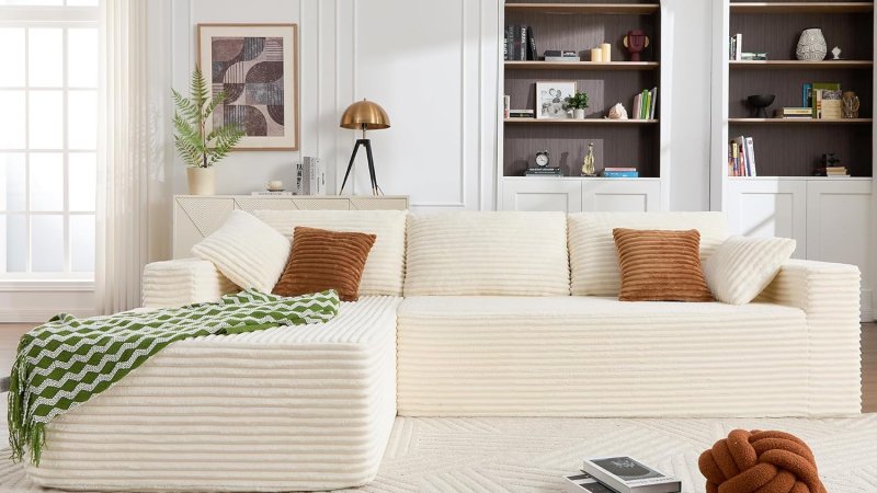 Opiesit 108 Inch Boneless Couches for Living Room, Modular Sectional Sofa