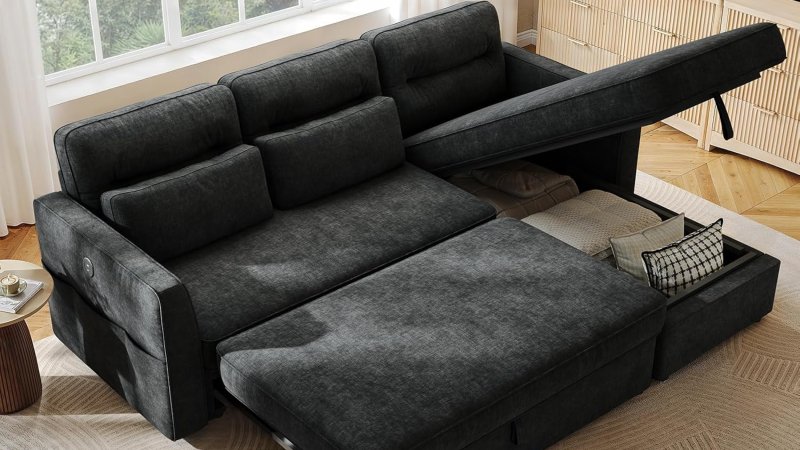 Amada Sectional Sofa Bed with Reversible Storage Chaise